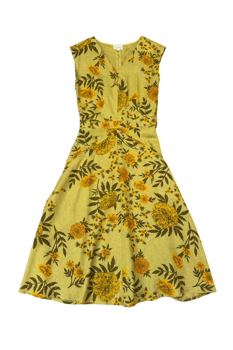 Xena Dress in Mustard Marigold Linen