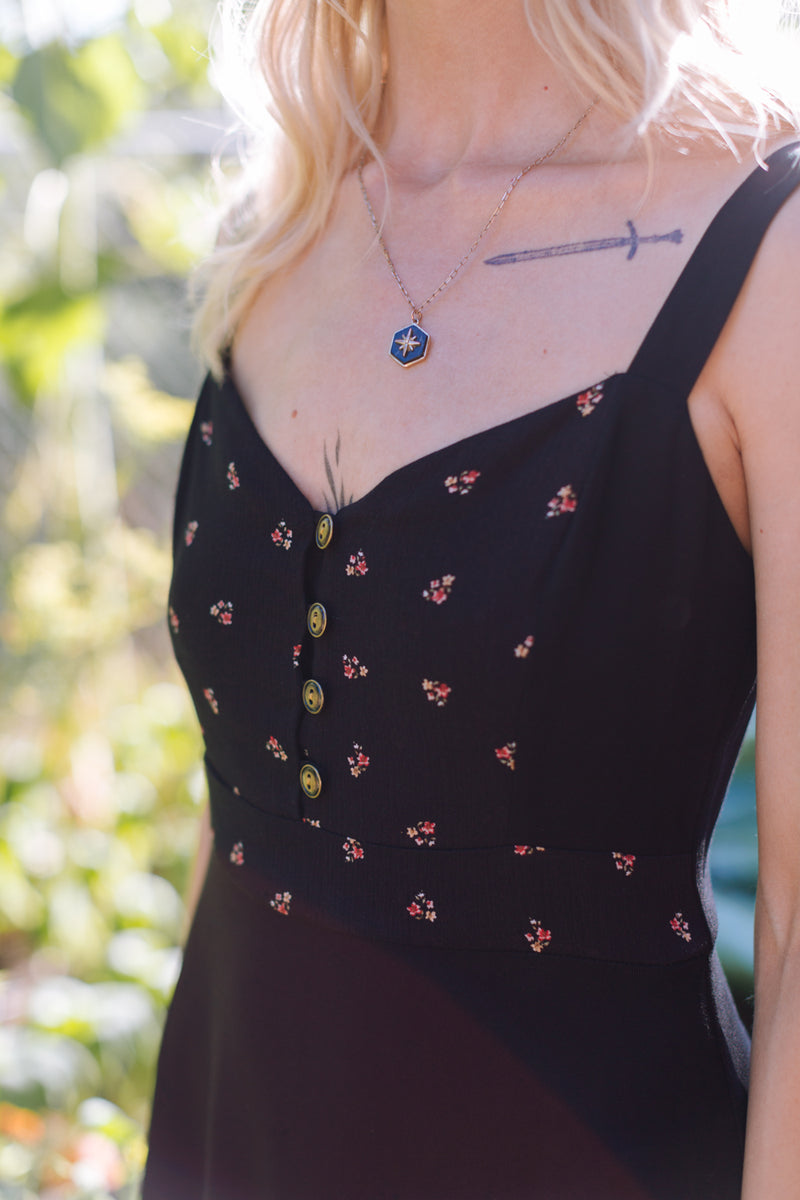 Gemma Dress in Black and Floral