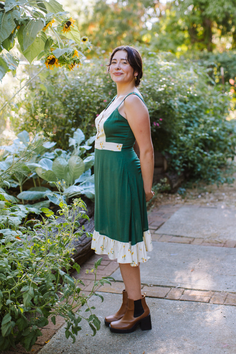 Gemma Dress in Green Poppy