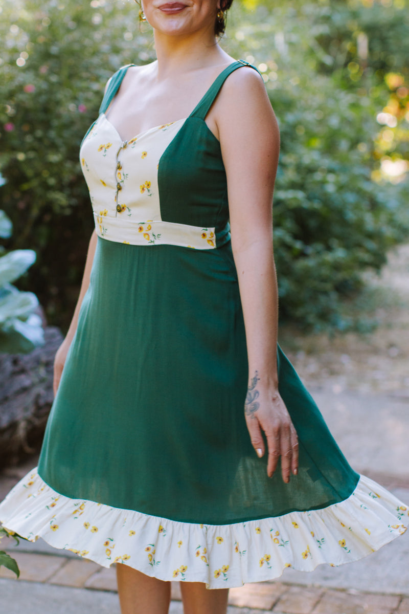 Gemma Dress in Green Poppy