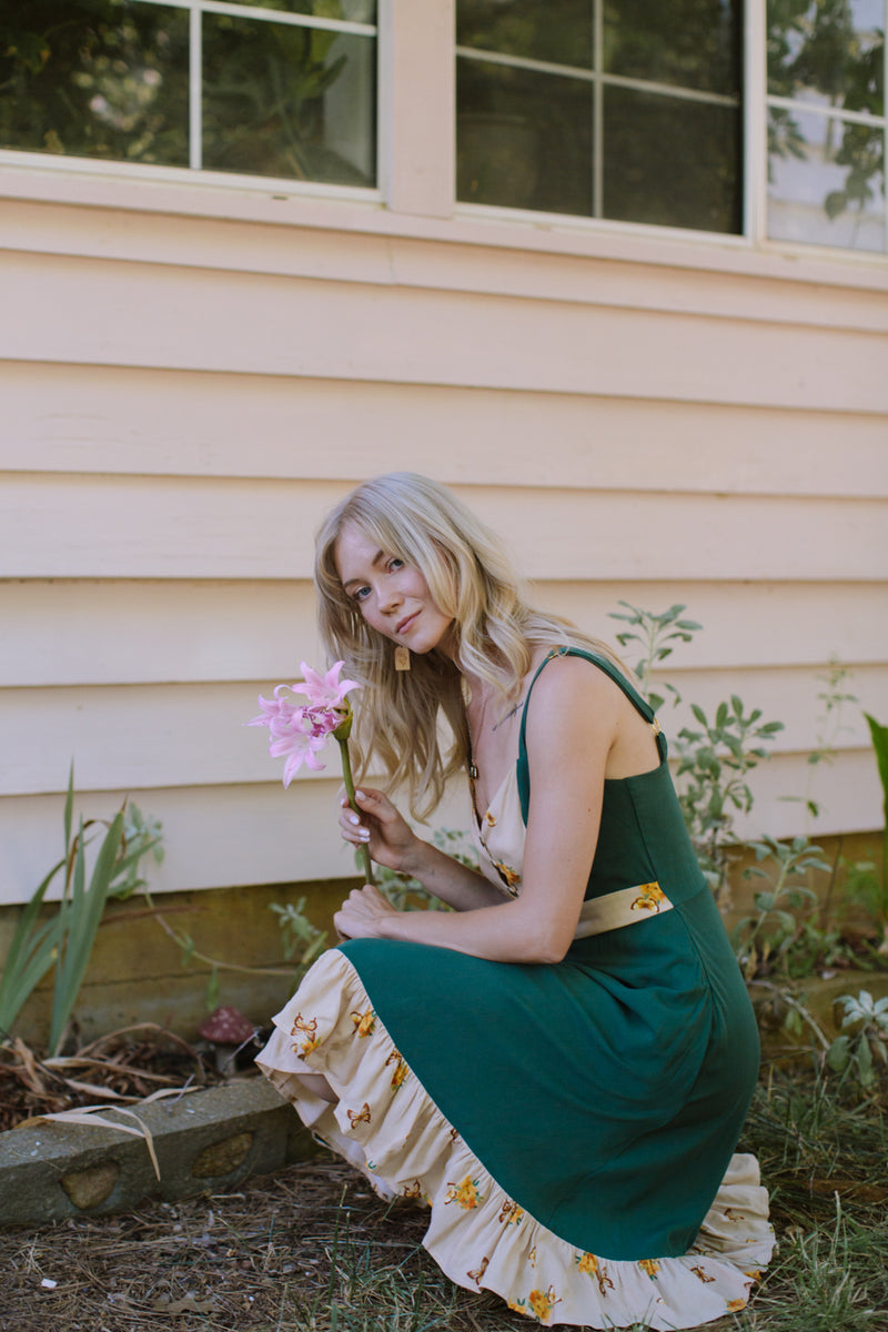 Gemma Dress in Green Butterfly