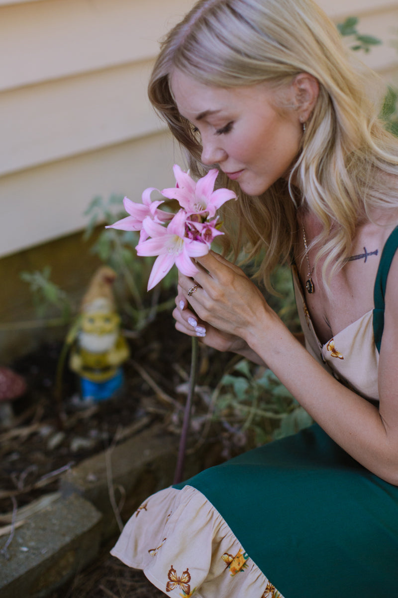 Gemma Dress in Green Butterfly