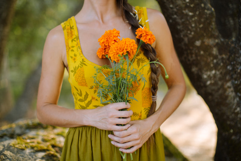 Josephine Dress in Pea Soup Marigold