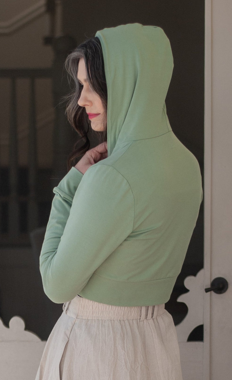 Cropped Hoodie In Mint Green