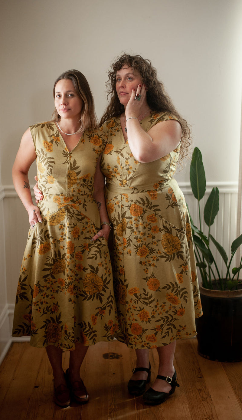 Xena Dress in Mustard Marigold Linen