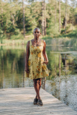 Delana Dress in Mustard Marigold Linen