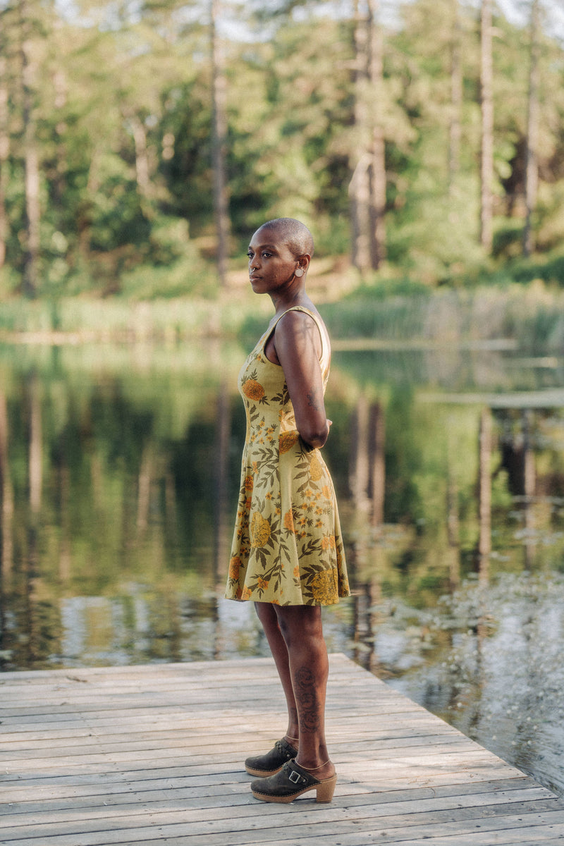 Delana Dress in Mustard Marigold Linen