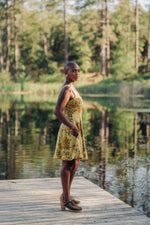 Delana Dress in Mustard Marigold Linen