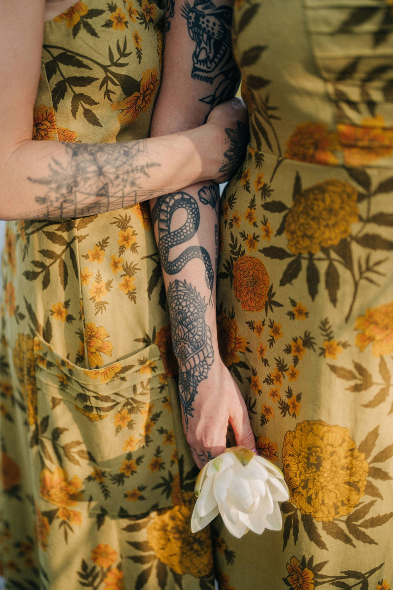 Uriah Dress in Mustard Marigold Linen