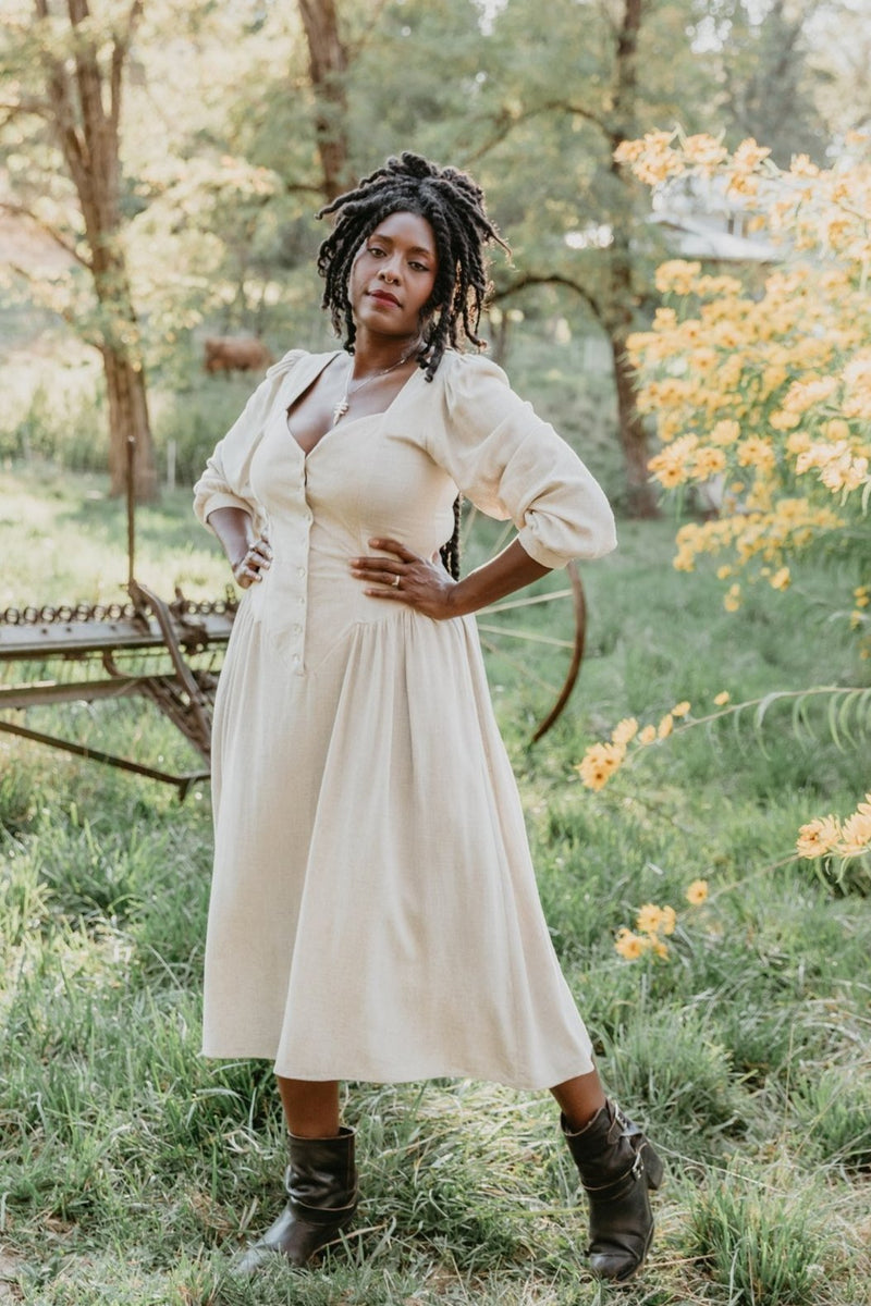 Prairie Dress in Oat Linen Field Day