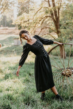 Prairie Dress in Black Linen