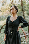 Prairie Dress in Black Linen