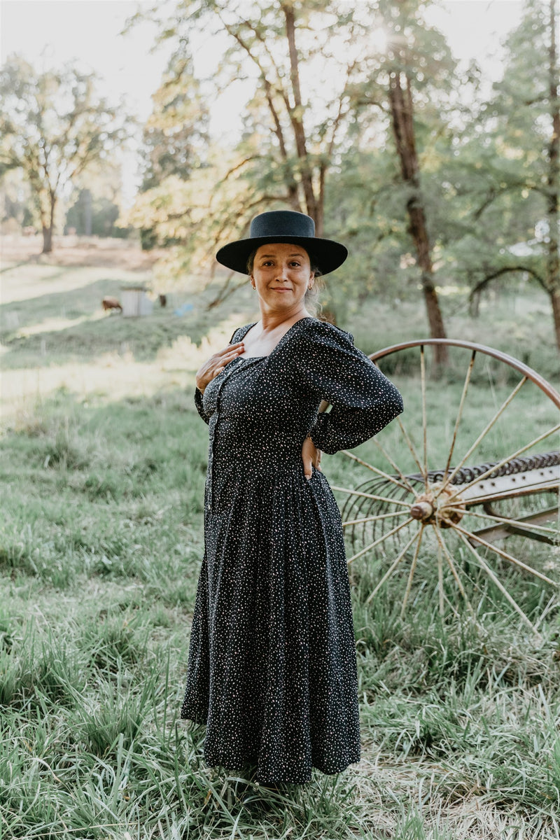 Prairie Dress in Black Dot