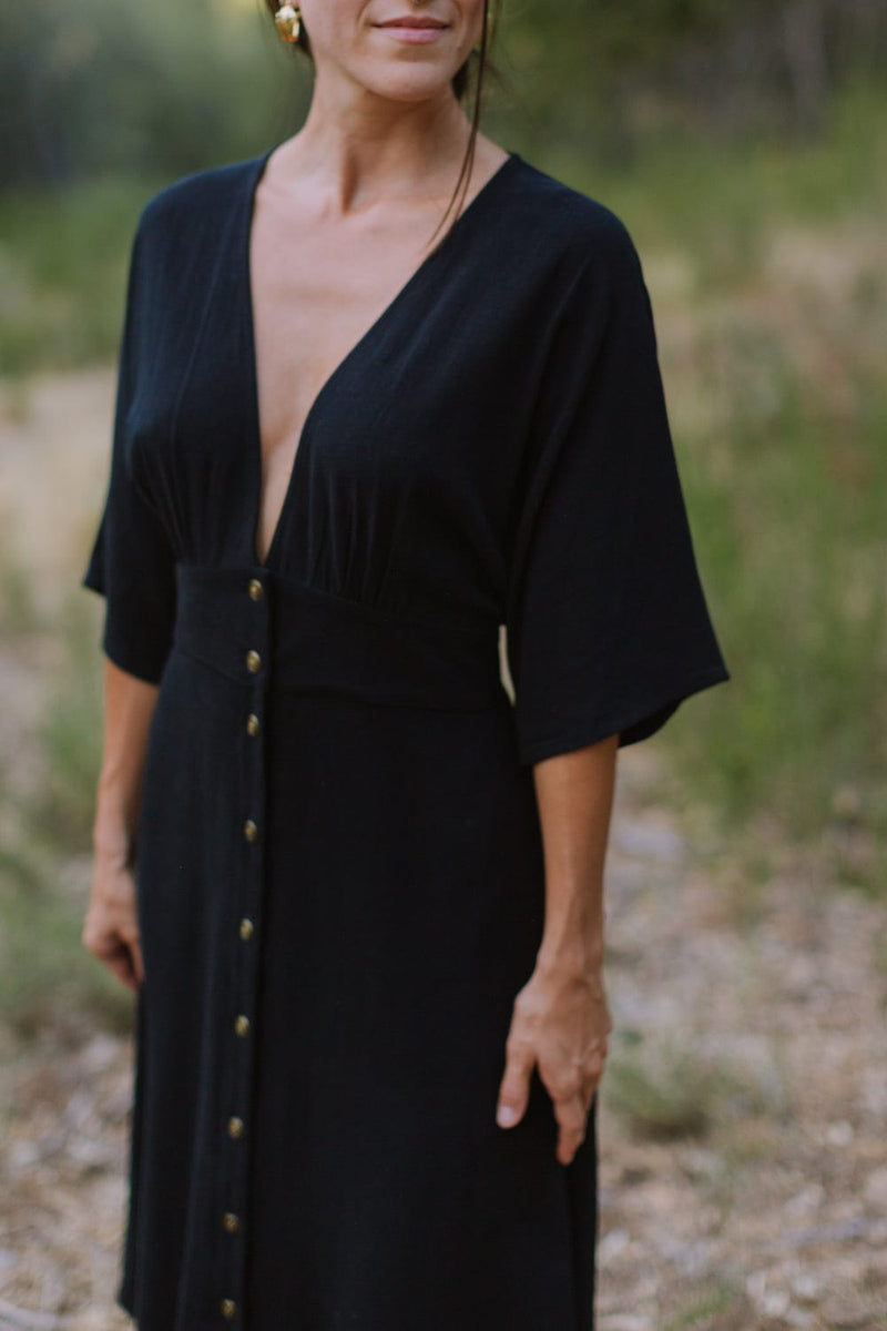 Field Day Dress Finley Dress in Black Linen