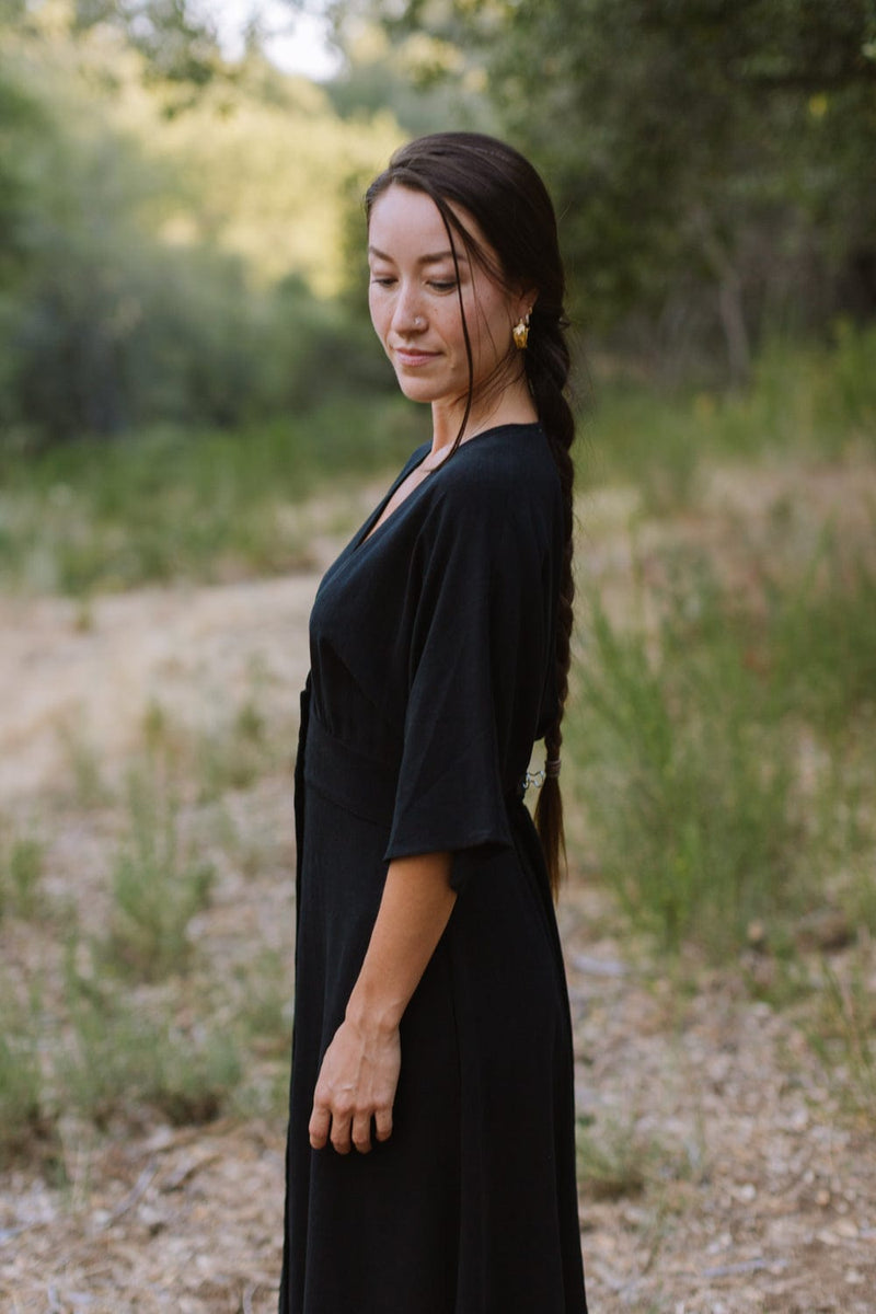 Field Day Dress Finley Dress in Black Linen