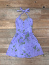 field day Dress Over Dyed Lilac Striped Bouquet Bedding Dress one of a kind in Large