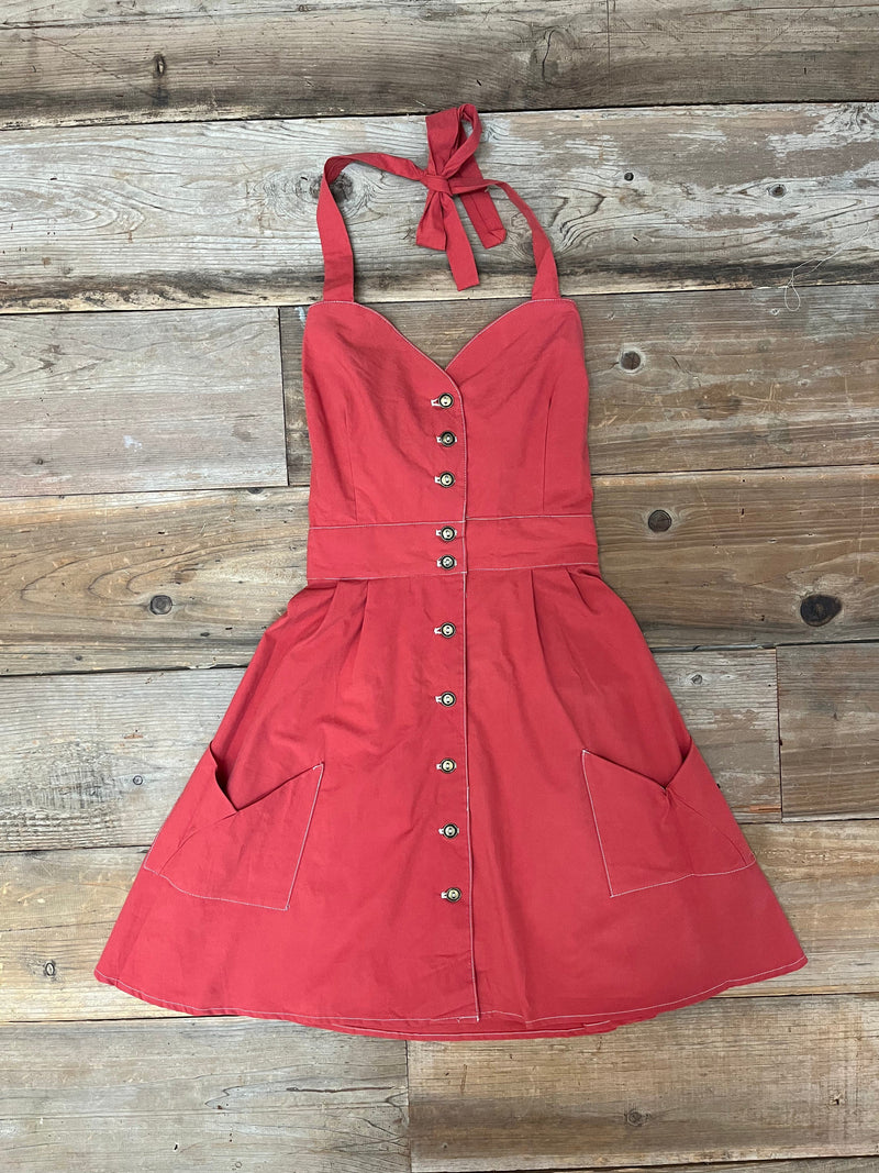 field day Dress Small / Red Bedding Dress one of a kind in Small