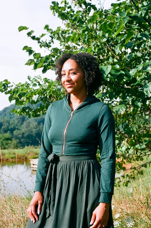 Field Day Hoodie Cropped Hoodie In Emerald Green