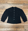 Field Day Jacket Drama Top in Black Textured Heavy Linen