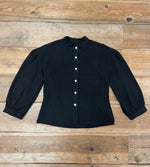 Field Day Jacket Drama Top in Black Textured Heavy Linen