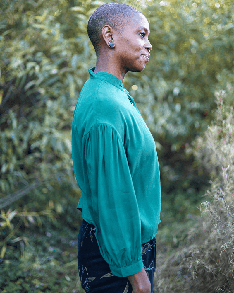 Field Day Jacket Drama Top in Emerald Green