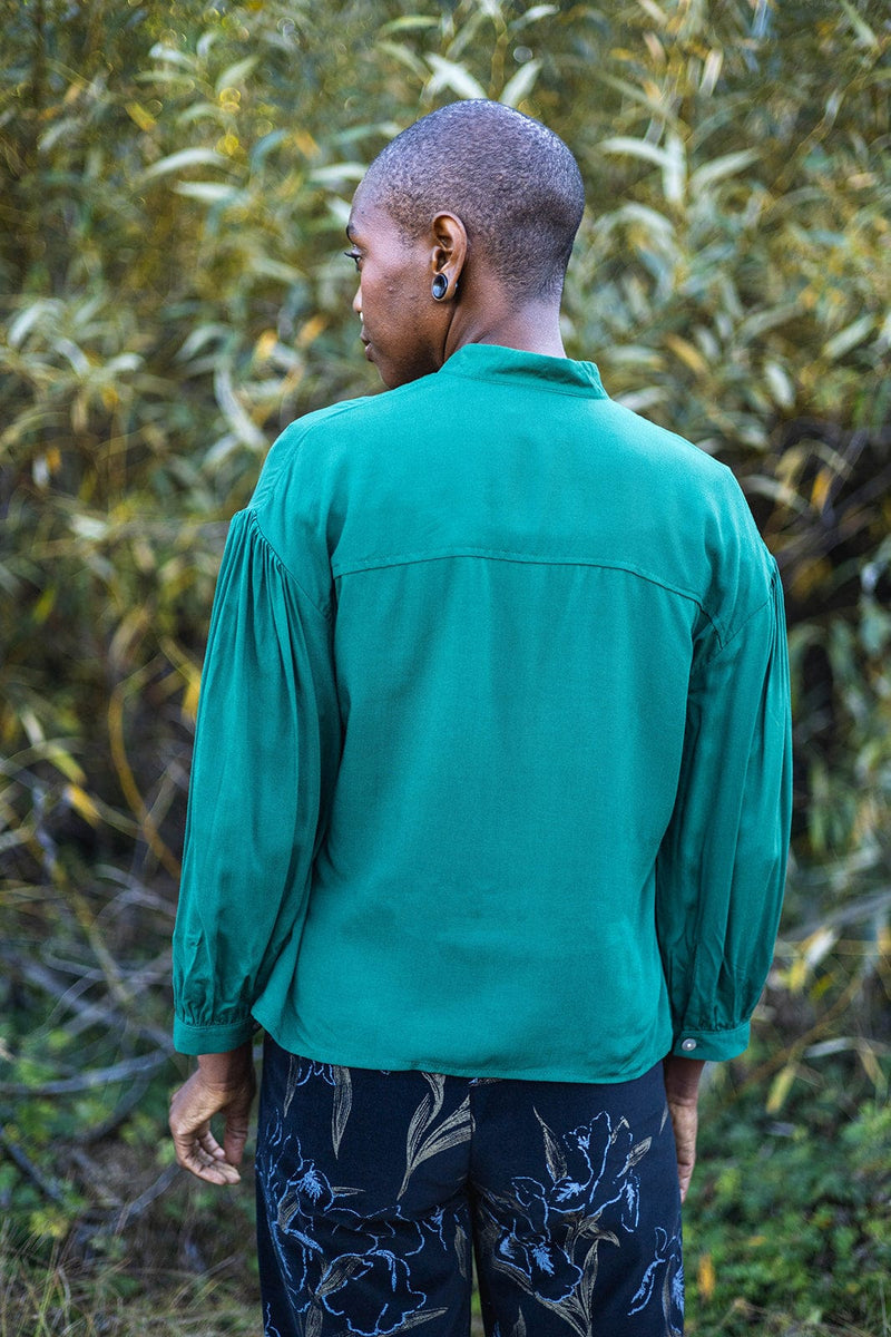 Field Day Jacket Drama Top in Emerald Green