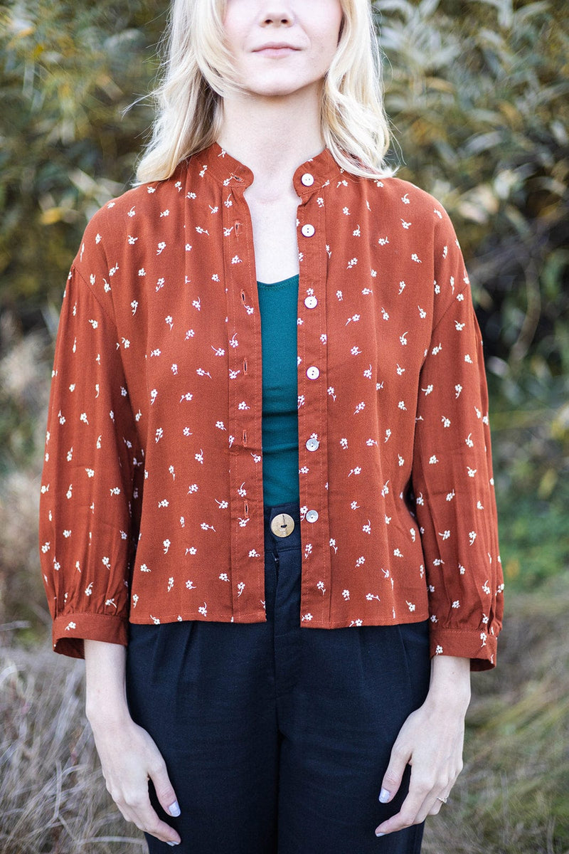 Field Day Jacket Drama Top in Hazel Calico Flower