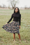 Field Day Skirt Bae Skirt in Black Herbal Challis