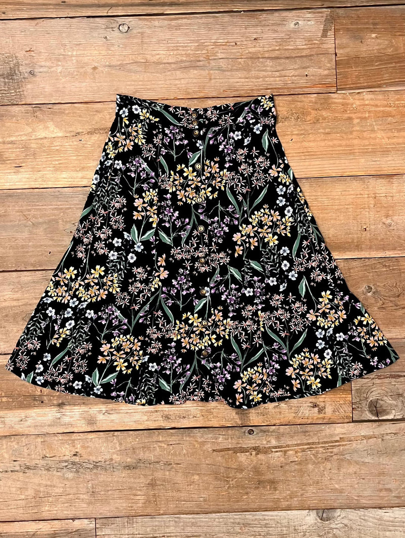 Field Day Skirt Bae Skirt in Black Herbal Challis