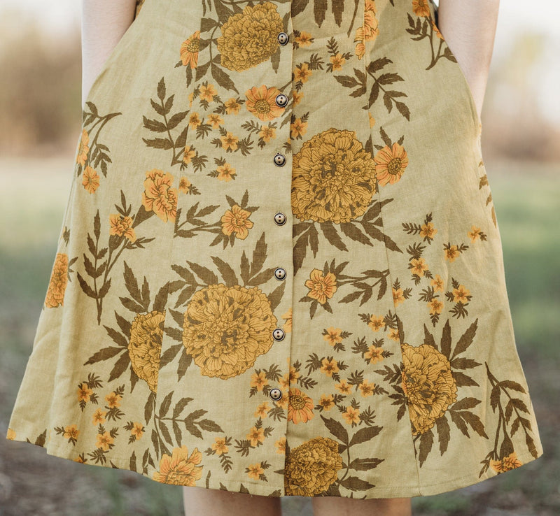 Field Day Skirt Bae Skirt in Mustard Marigold Linen