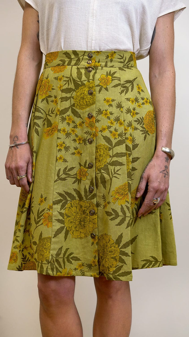 Field Day Skirt Bae Skirt in Mustard Marigold Linen