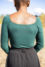 Field Day Top Camille Top in Emerald Cotton Knit