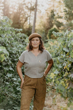 Field Day Top Dolman Top in Black & Oat Cotton Gingham