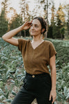 Field Day Top Dolman Top in Golden Checker