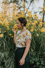 Field Day Top Dolman Top in Marigold Linen