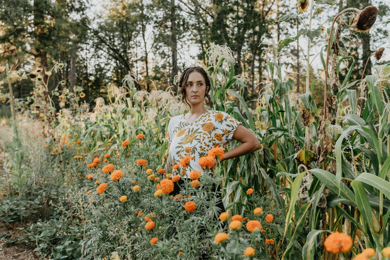 Field Day Top Dolman Top in Marigold Linen