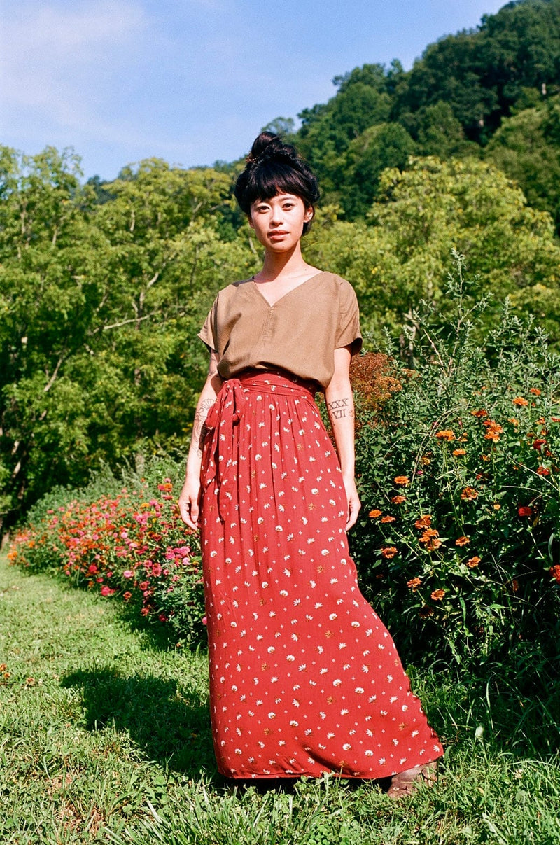 Field Day Top Dolman Top in Olive Raw Silk