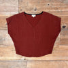 Field Day Top Dolman Top in Red Jacquard