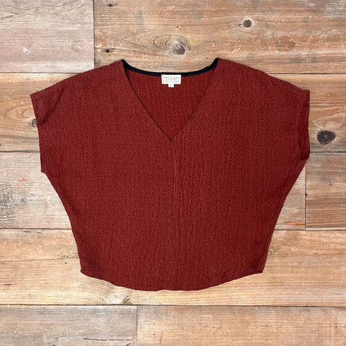 Field Day Top Dolman Top in Red Jacquard