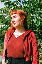 Field Day Top Dolman Top in Red Jacquard