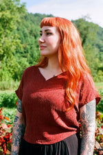 Field Day Top Dolman Top in Red Jacquard