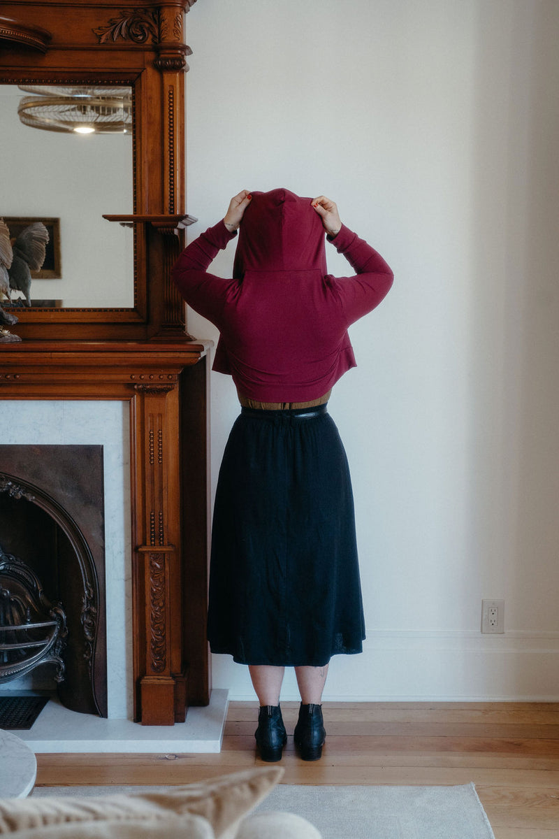 Cropped Hoodie In Merlot