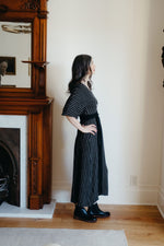 Diana Dress in Black 2 Tone Stripe Cotton