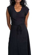 Field Day Dress Belted Bias Dress in Black