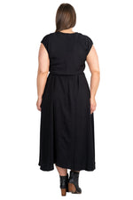 Field Day Dress Belted Bias Dress in Black