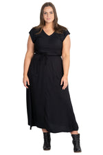 Field Day Dress Belted Bias Dress in Black