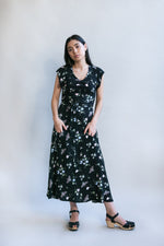 Field Day Dress Belted Bias Dress in Sweet Pea Challis