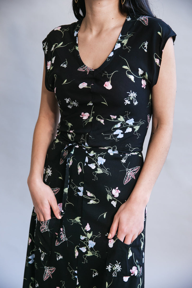 Field Day Dress Belted Bias Dress in Sweet Pea Challis