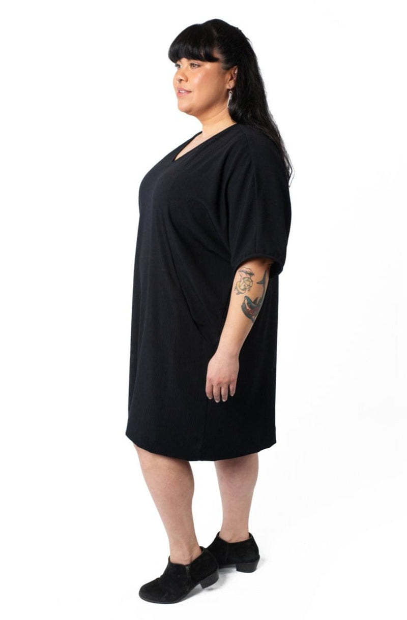 Field Day Dress Cocoon Dress in Black Crepe