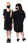 Field Day Dress Cocoon Dress in Black Crepe